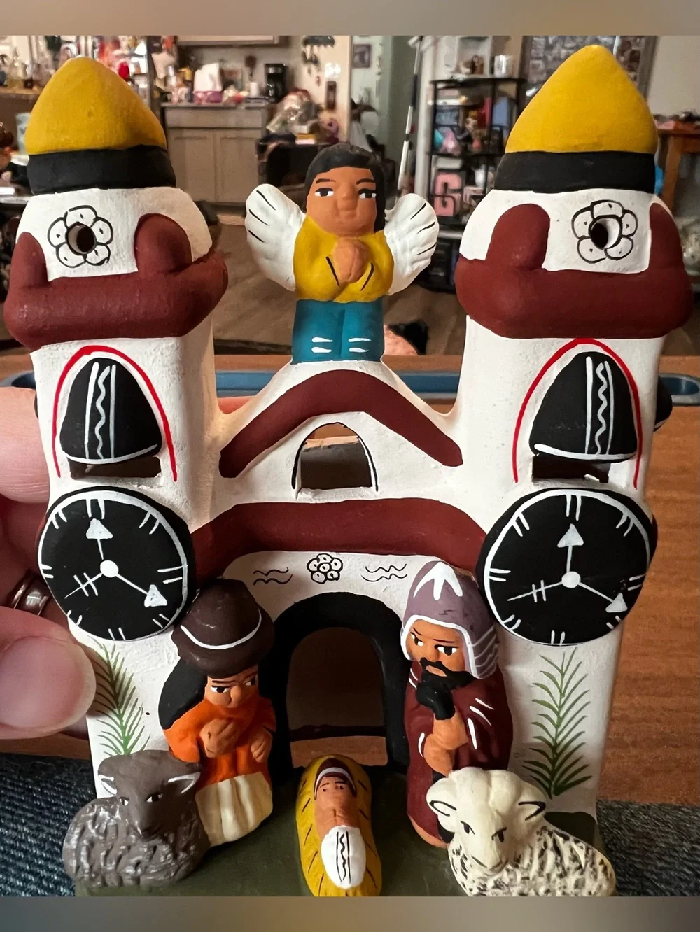 VTG Peru Clay Ceramic Pottery Folk Art Mission Church Nativity Manger Scene